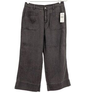 NWT Splendid Women's Crop Pants Size 26 Peached Twill Wide Leg Mid Rise Charcoal